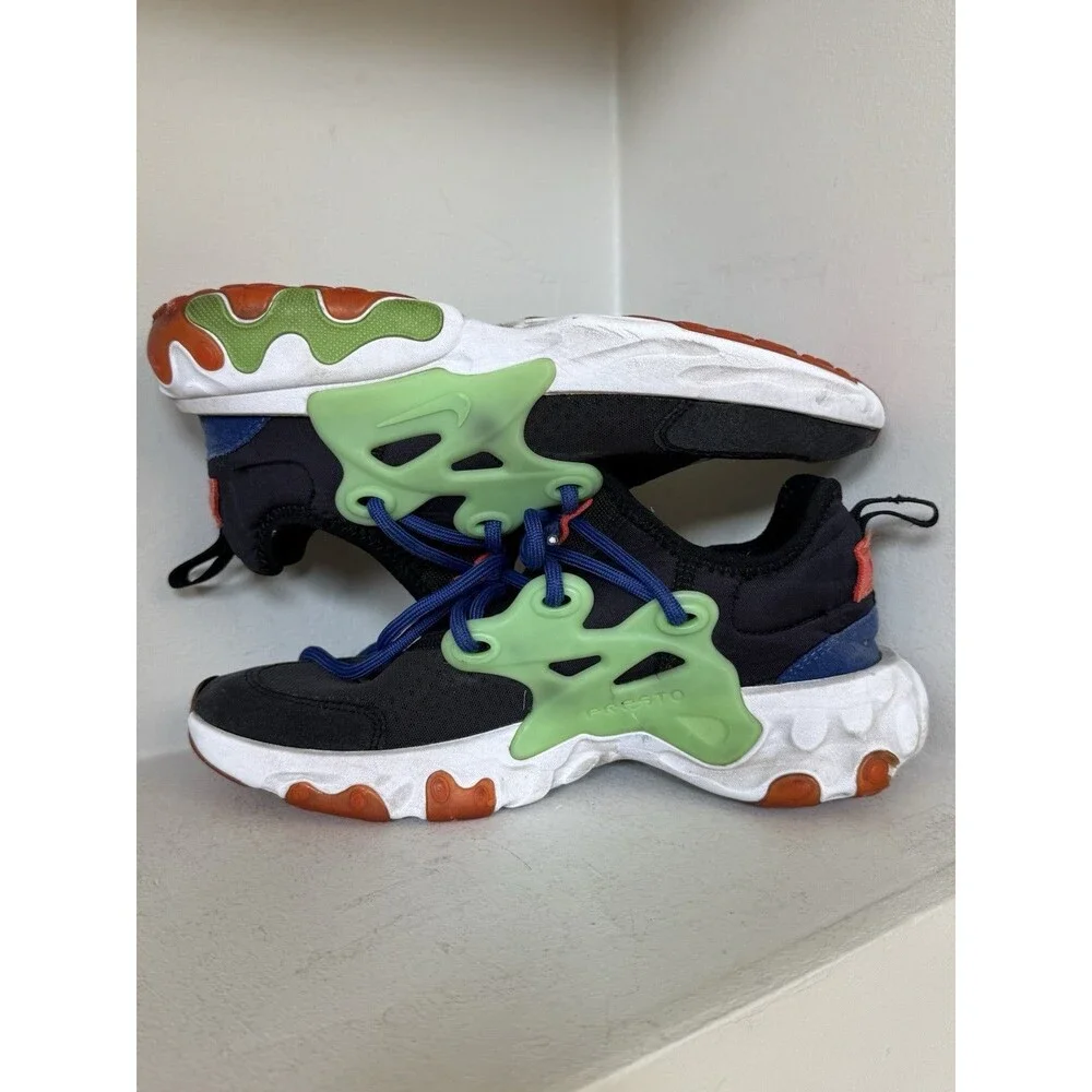 Nike React Presto GS Size 5Y Black Green Nebula Shoes BQ4002-006